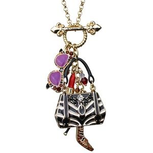 Ritzy Couture Shopping Accessories Multi Color Charm Necklace (Goldtone)